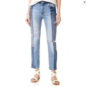 Free People Patchwork Distressed Jeans | Size 26 | Boho Festival Denim